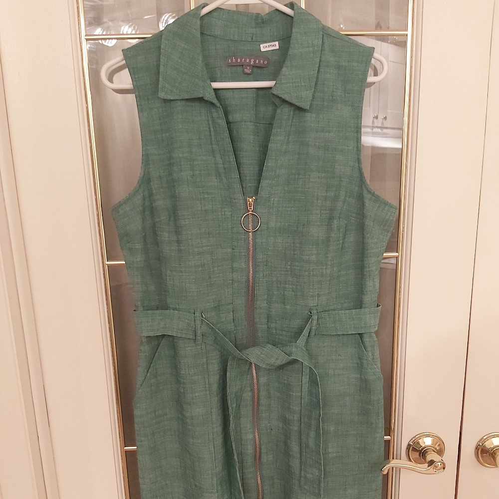 Green Sharagano Collared Dress